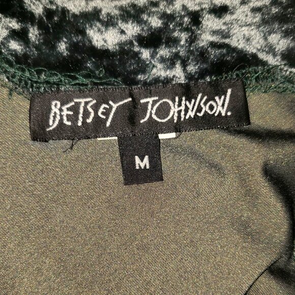 Vintage Betsey Johnson 90s Green Stretch Crushed Velvet Skater Slip Dress Size M - Picture 15 of 15